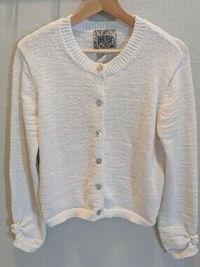Vintage Curio White Button-Front Knit Cardigan XL